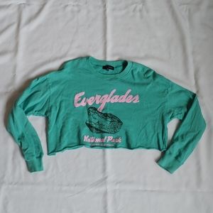 Pacsun cropped turquoise graphic sweatshirt